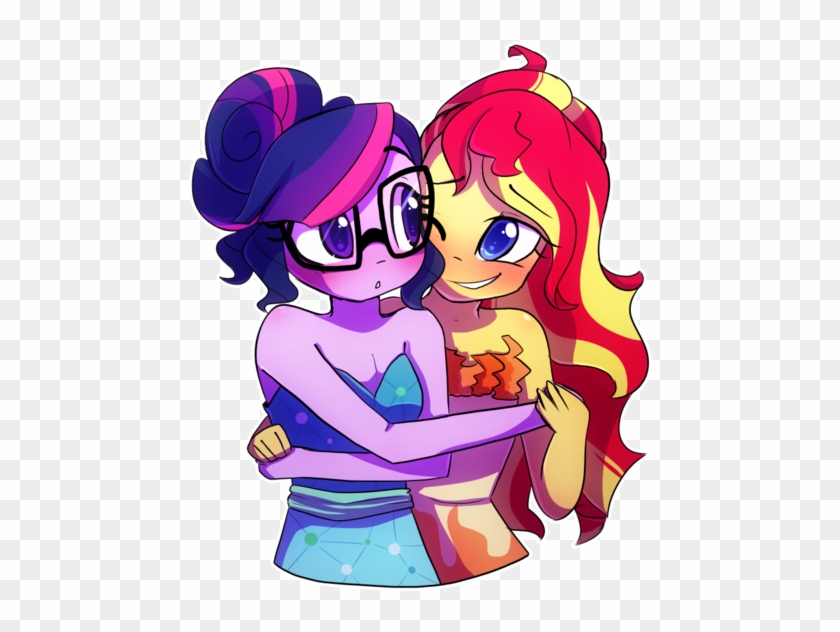 Little-tweenframes, Blushing, Clothes, Crystal Gala, - Sci Twilight Sparkle And Sunset Shimmer Bff #602423