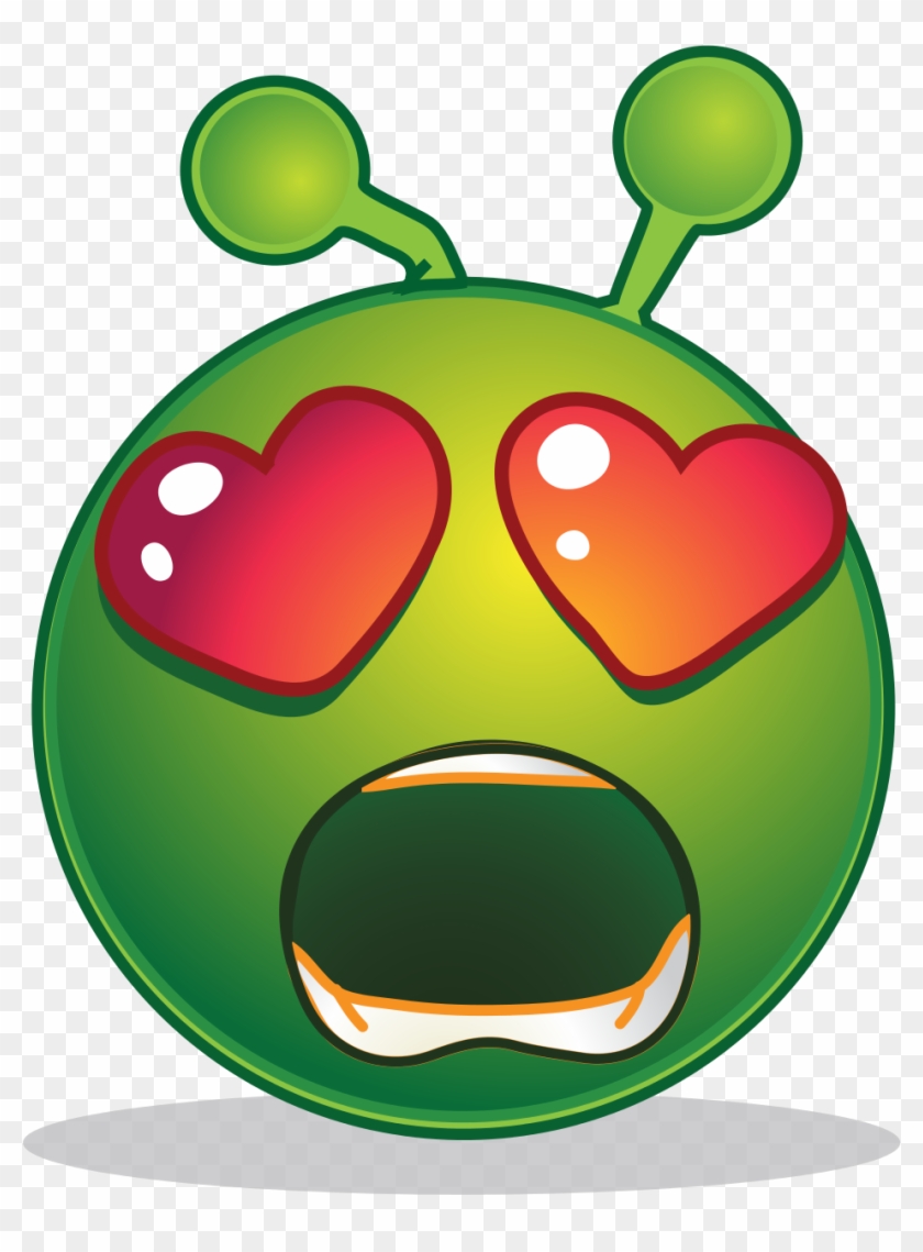 Smiley Green Alien Surprised Love - Alien Smiley #613820