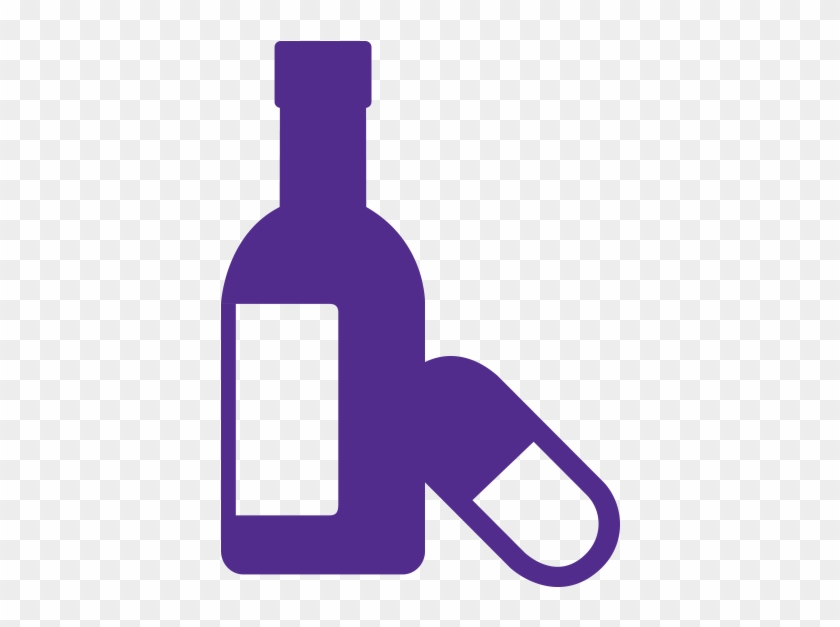 Bottle Of Wine And A Pill - Drugs And Alcohol Icon #618276