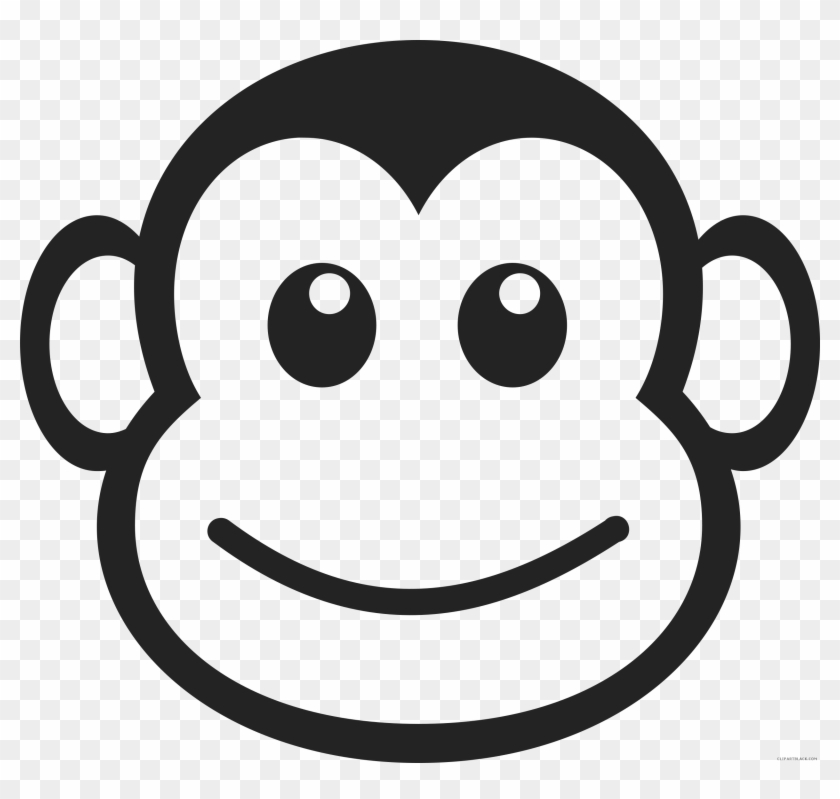 Monkey Face Animal Free Black White Clipart Images - Simple Cartoon ...