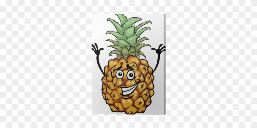 Funny Pineapple Fruit Cartoon Illustration Canvas Print - Pineapple Cartoon Png #629847