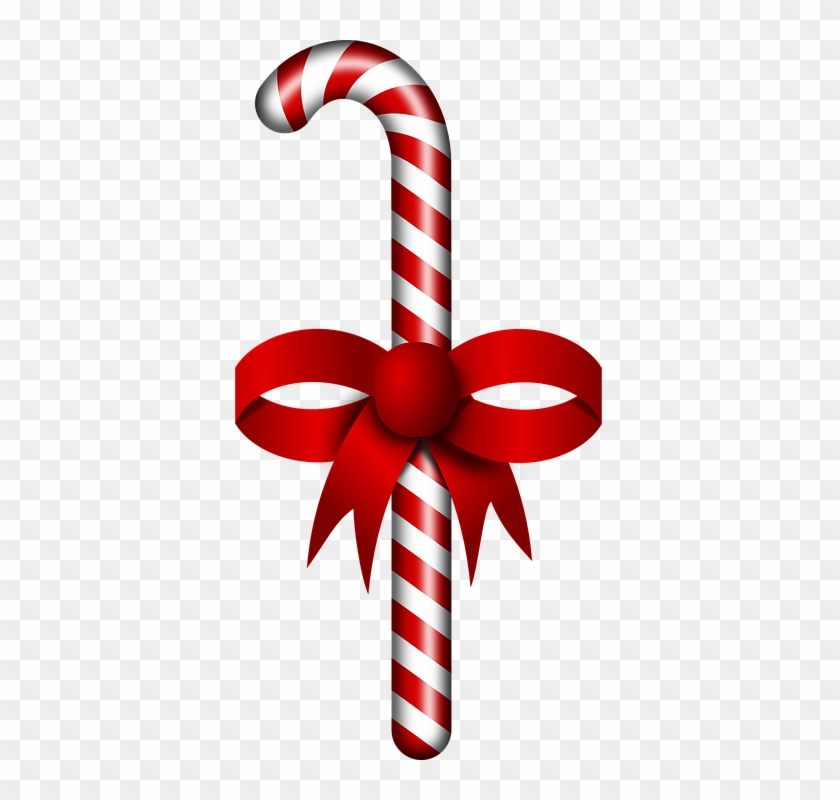 Christmas Ribbon Png 20, Buy Clip Art - Candy Cane With Ribbon Png #630722