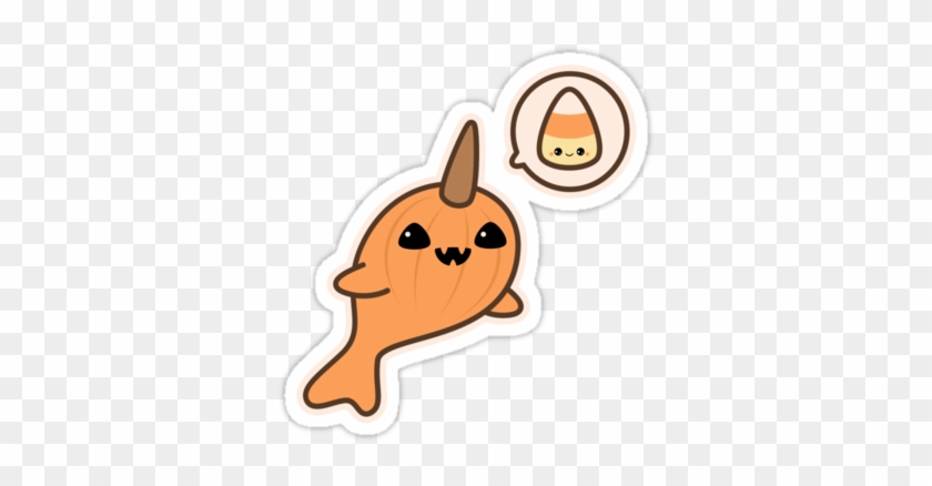 Super Cute Halloween Stickers With Jack O'lantern Narwhal - Narwhal Love Gif #635513