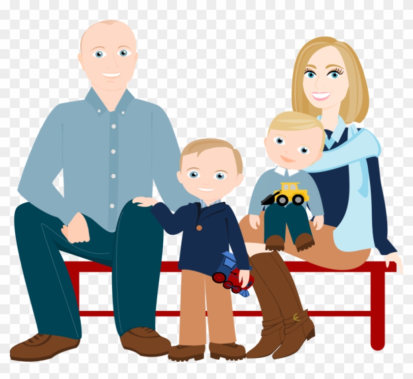 family of 5 3 boys cartoon