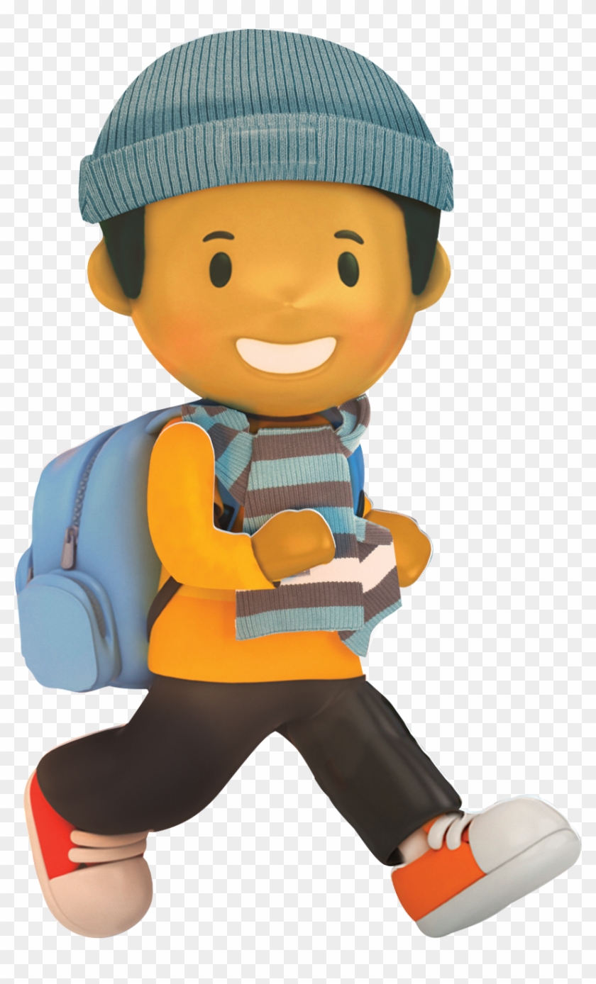 boy walking to school clipart