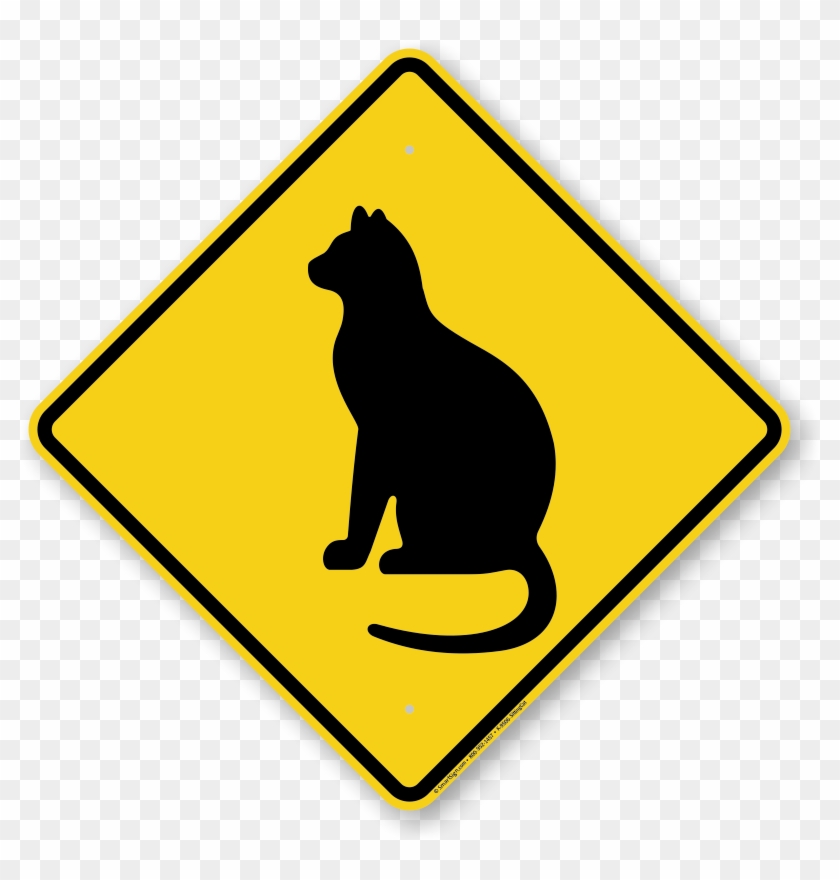 Sitting Cat Symbol Sign - Winding Road Ahead Sign #663063