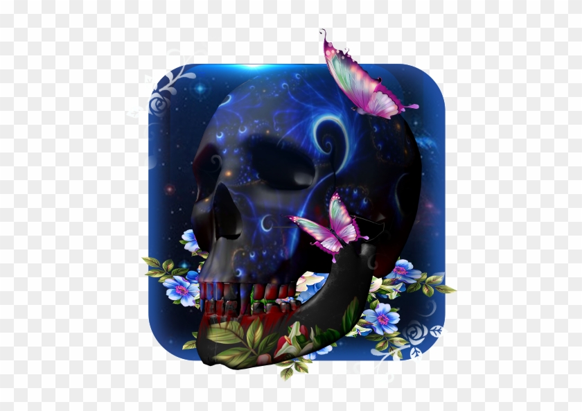 3d Galaxy Skull Butterfly Theme - Android #665200