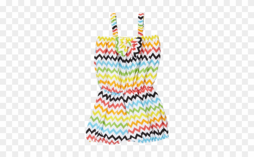 Rainbow Chevron Cinched Waist Romper - Romper Suit #675959