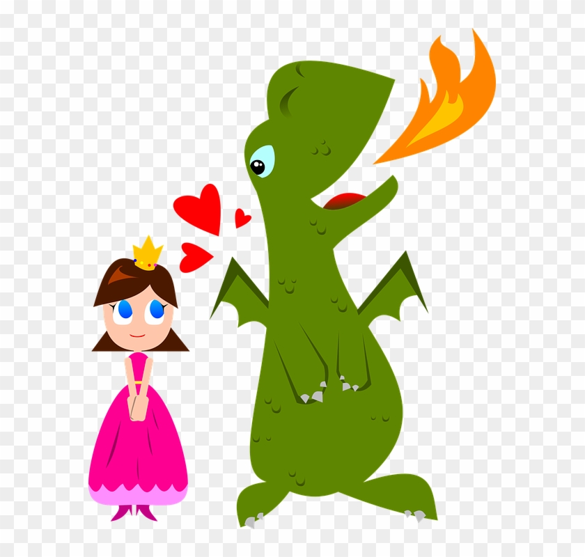 Cartoon Dragon And Princess #122926