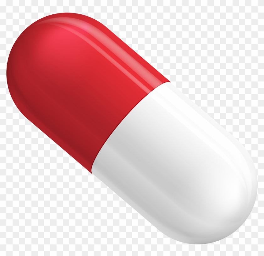 Red And White Pill Capsule Png Clipart - Red And White Pill #129177