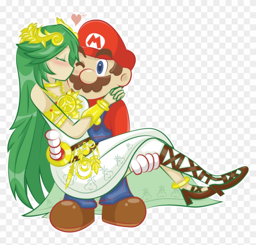 Another Goddess~ By Jechibi-kun - Mario And Palutena Kissing #691315