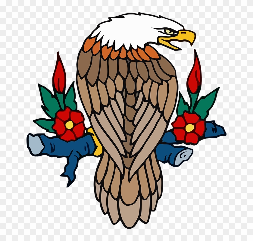 Animal, Bald Eagle, Bird, Branch, Colorful, Fly - Heraldic Bald Eagle #704349