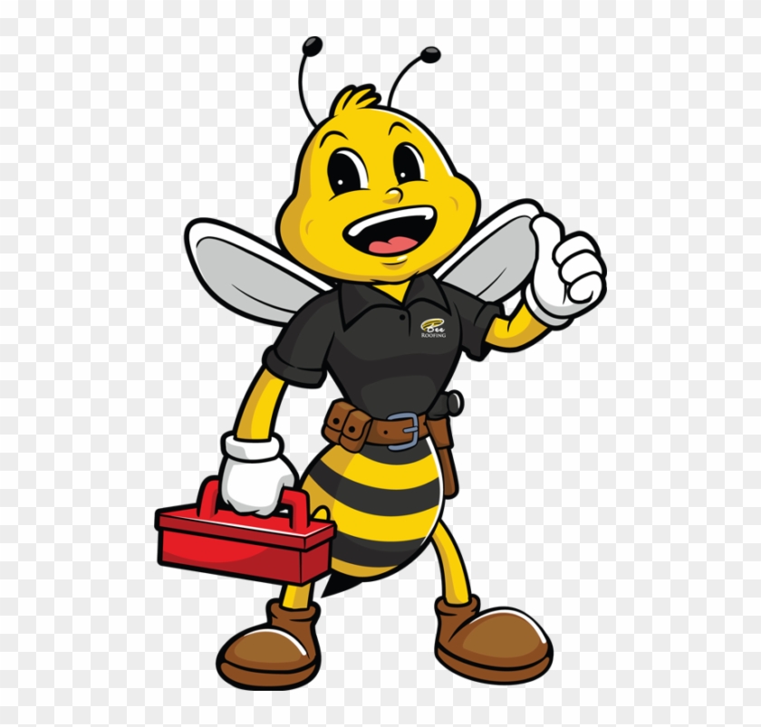 Bee Roofing Mascot Web Transparent - Grey #708212