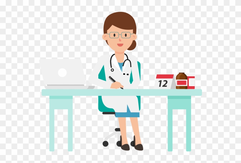 Doctor Working At Desk Cartoon - Scalable Vector Graphics - Full Size ...