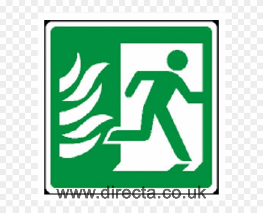 Fire Exit Sign Man Running Right With Flame Symbol - Fire Exit Sign #712343