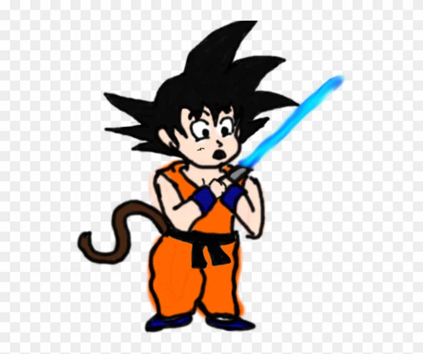 Goku Holding A Lightsaber By Blue-laserbeam - Drawing #715315