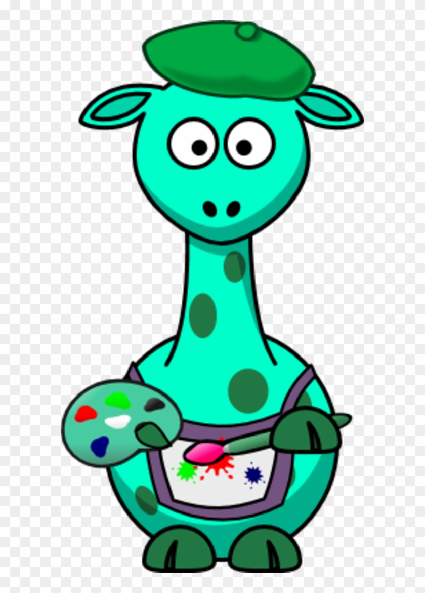Giraffe As A Painter Artist - Cartoon Giraffe #131747