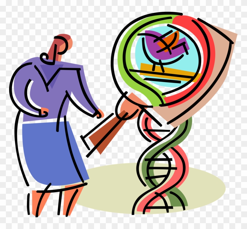 Vector Illustration Of Geneticist Engineer With Magnifying - Vector Illustration Of Geneticist Engineer With Magnifying #733491