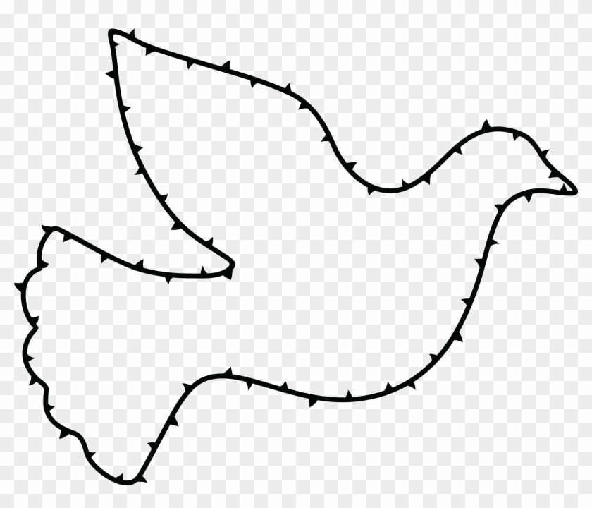 Free Clipart Of A Dove Made Of Thorns - Dove Of Peace Drawings #733862