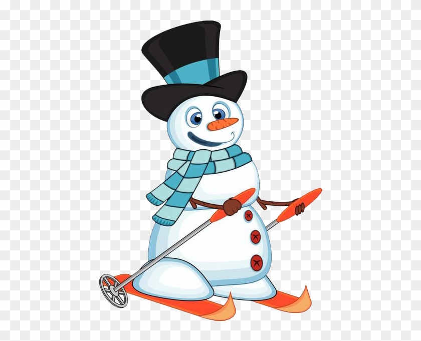 Snowman Skiing Clip Art - Snowman Skiing Clip Art #738829