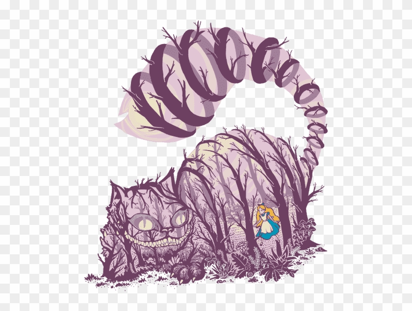 Limited Edition Cheap Daily T Shirts - Cheshire Cat With Alice Inside Tattoo #743464