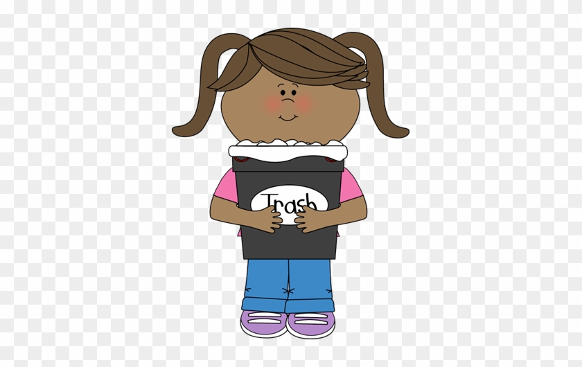 Girl Classroom Trash Helper Clip Art - Clipart Girl #744556