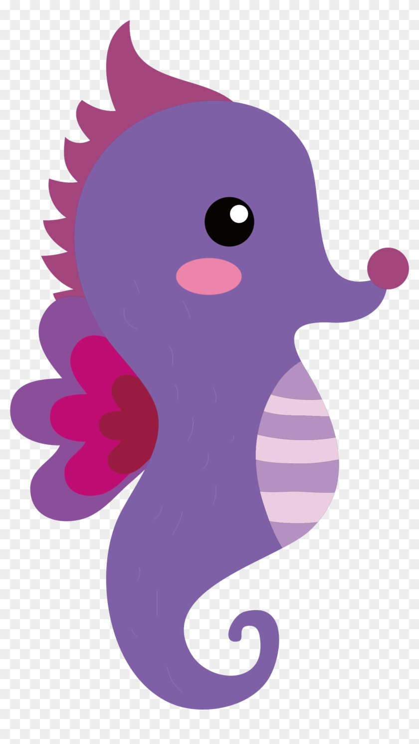 Vector Hand-painted Cute Seahorse - Caballito De Mar Png #744913