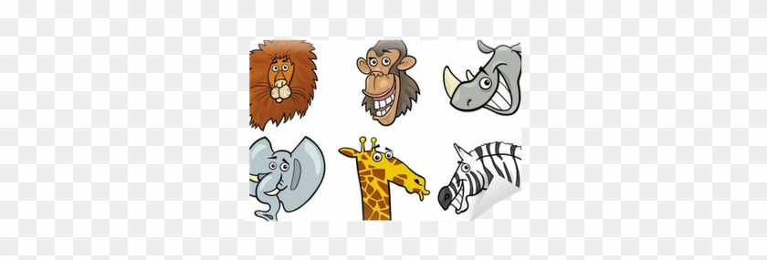 Fotobehang Cartoon Wilde Dieren Koppen Set • Pixers® - Cartoon #755390