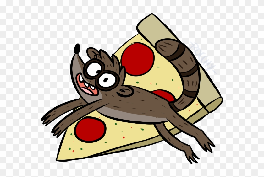 Rigby And Pizza By Rab-arts - Cartoon #756595