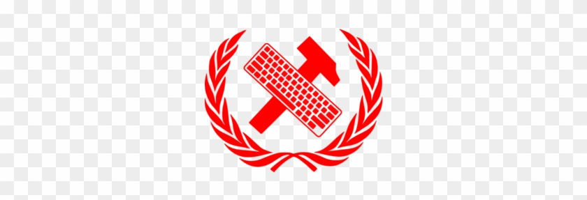 Workers Unite Hammer And Keyboard In Laurel Wreath - Laurel Wreath Clip Art Png #764762