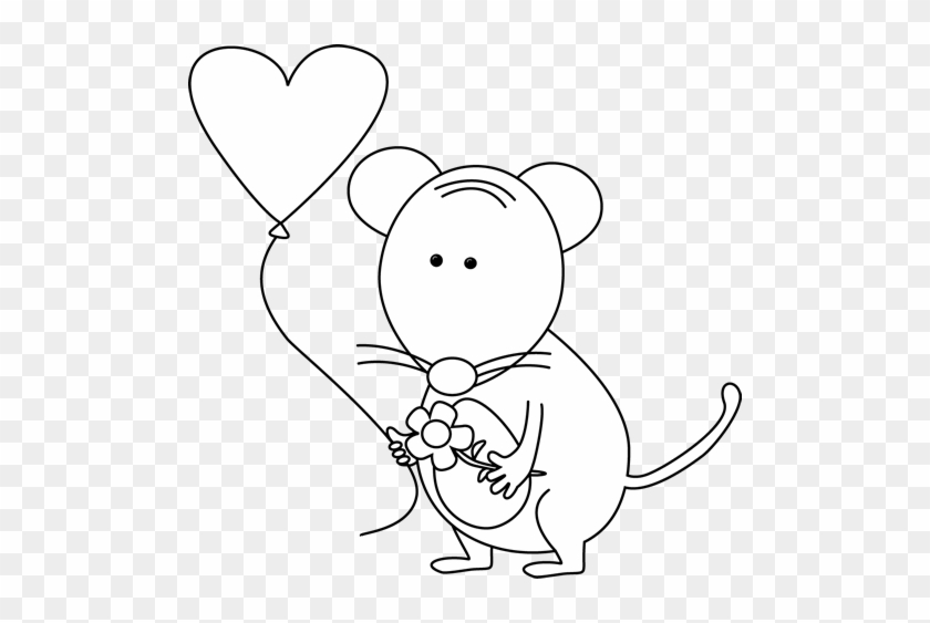 Cute Black And White Valentine's Day Mouse - Mycutegraphics Mouse #768404