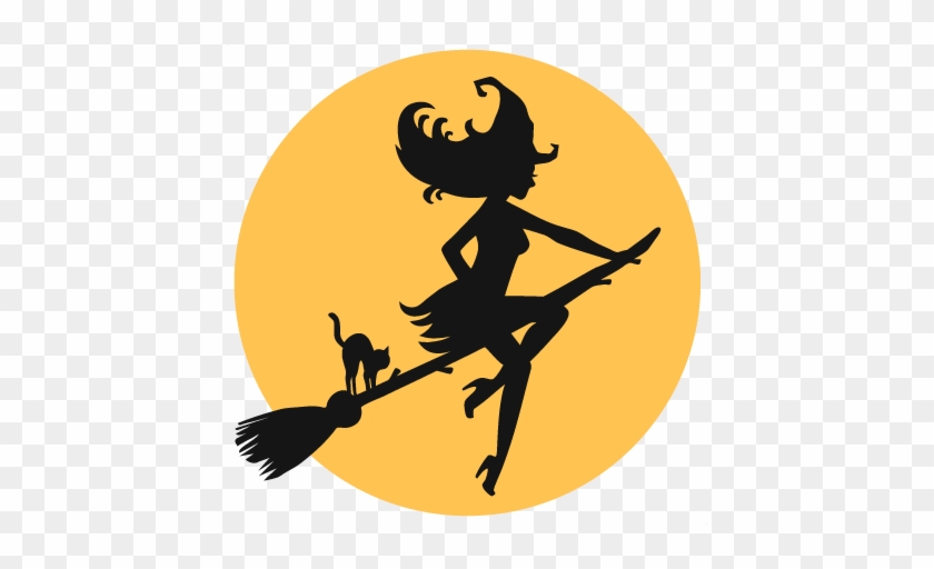 Witch In Moon Svg Scrapbook Cut File Cute Clipart Files - Witch Silhouette With Moon #778103