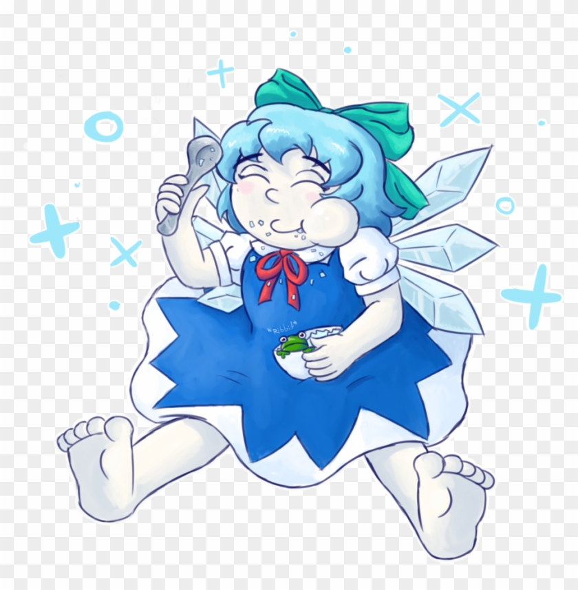 Cirno Munching On Shaved Ice By Infernowizard - Cartoon #786152