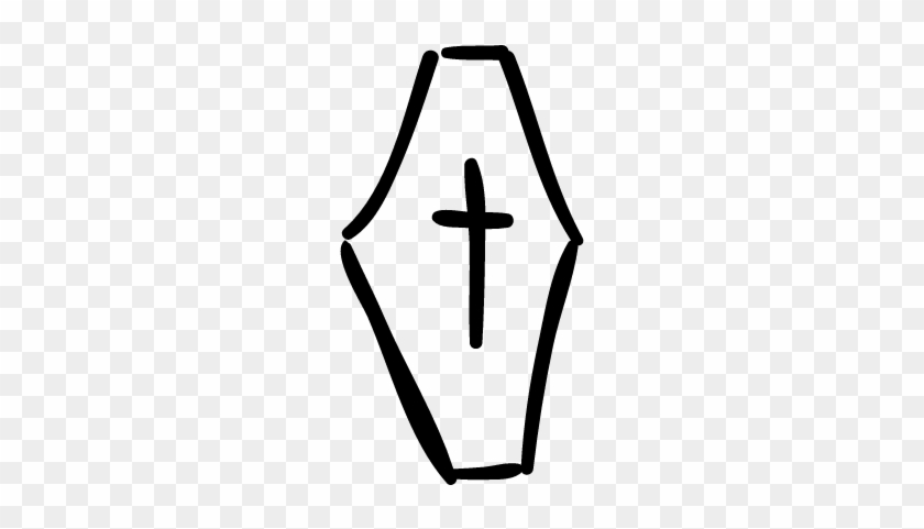 Coffin Hand Drawn Shape With A Cross Vector - Icon #795146