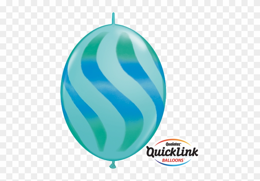 12" Quick Link Caribbean Blue Wavy Stripes/grn & Blue - 30cm Quick Link Balloons Blue With Green #812467