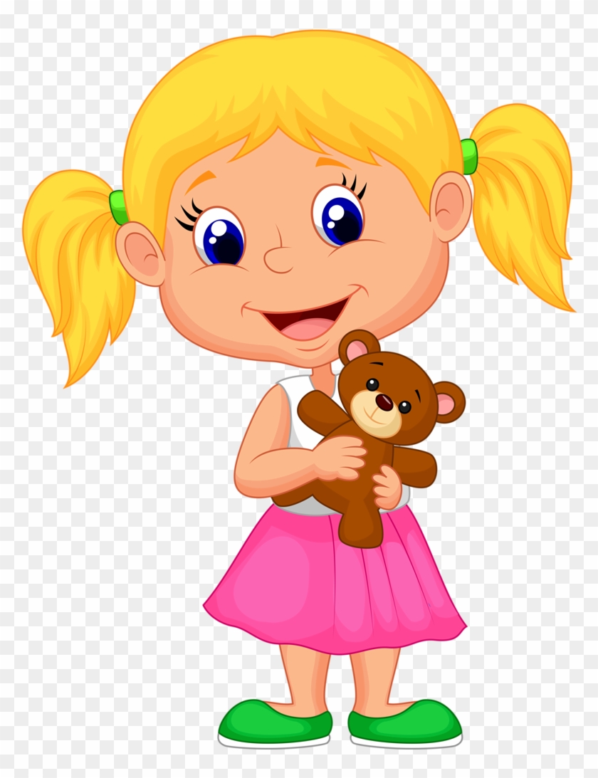 Png Large Format On A Transparent Background - Happy Little Cartoon Girl -  Free Transparent PNG Clipart Images Download