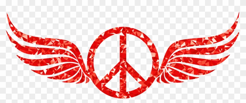 Ruby Clip Art Medium Size - Peace Sign With Wings #817689