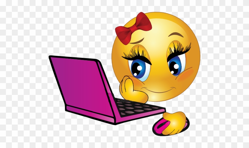 Girl Laptop Smiley Emoticon Emoticon Laptop Free Transparent Png