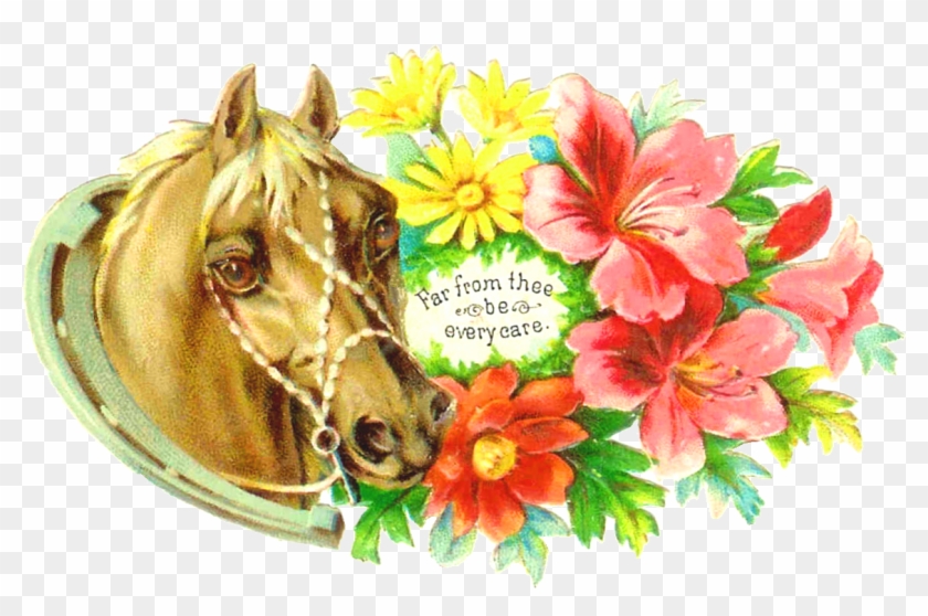 Victorian Die Cut - Horse Clipart Flowers #823992