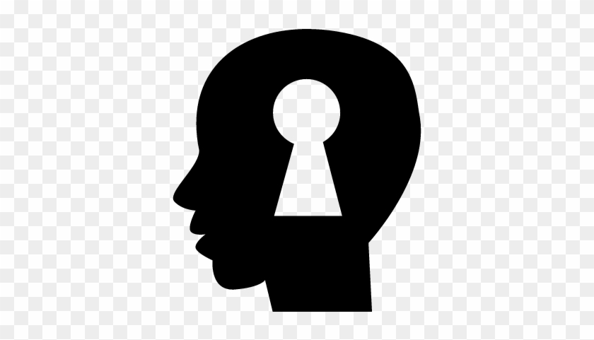 Keyhole Shape Inside A Human Bald Head Side View Silhouette - Isip At Kilos Loob Clip Art #829788