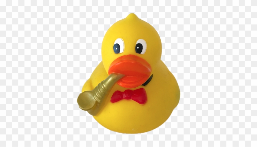Saxophone Player Rubber Duck Is Has A Sax And Red Bowtie - Rubber Ducky Transparent #831200