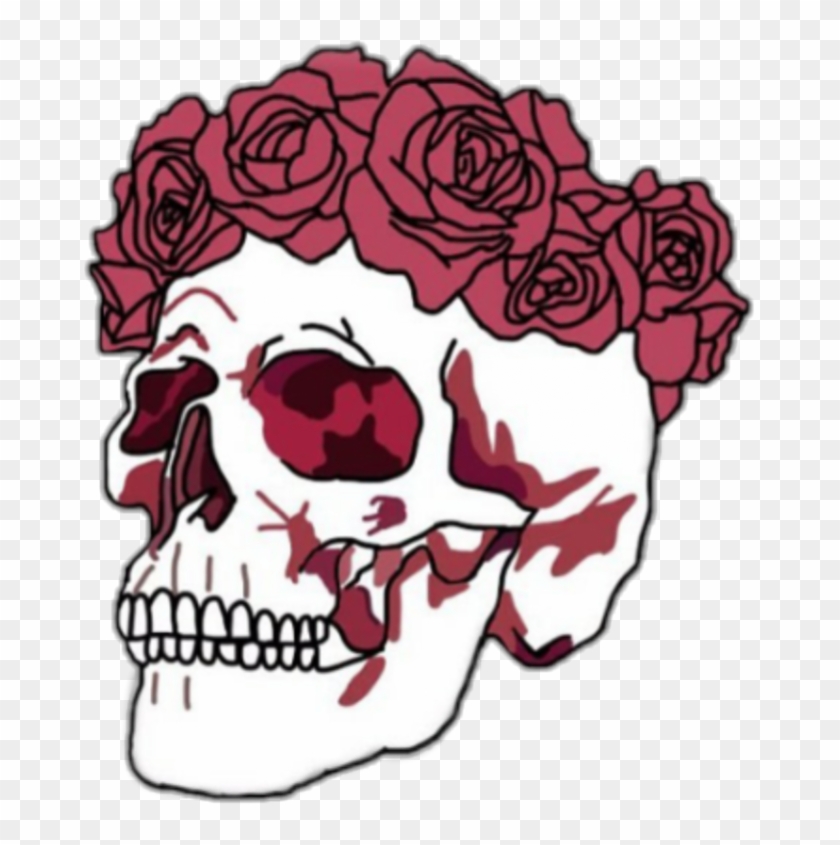 skull drawing tumblr roses