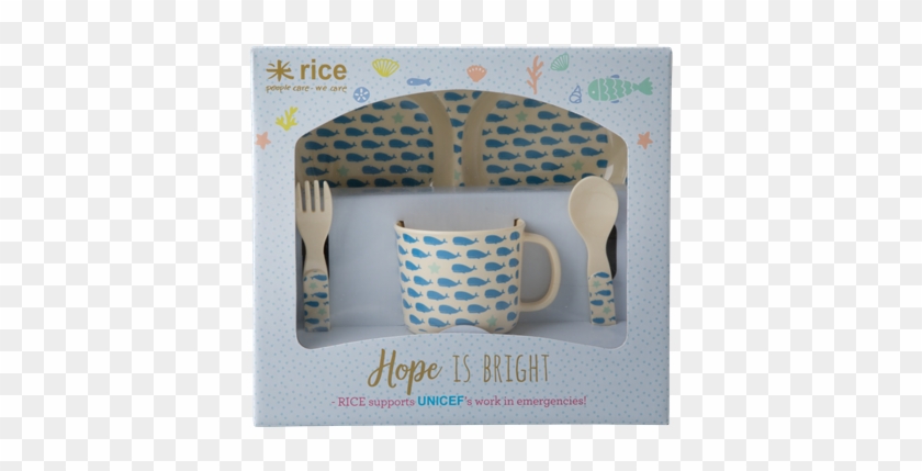 Rice Whales & Starfish Melamine Kids' Dinner Set - Cetacea #834398