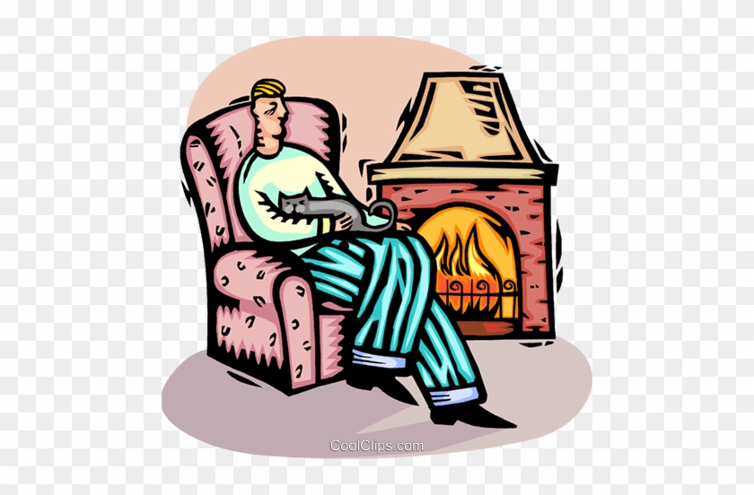 sitting by the fireplace clipart