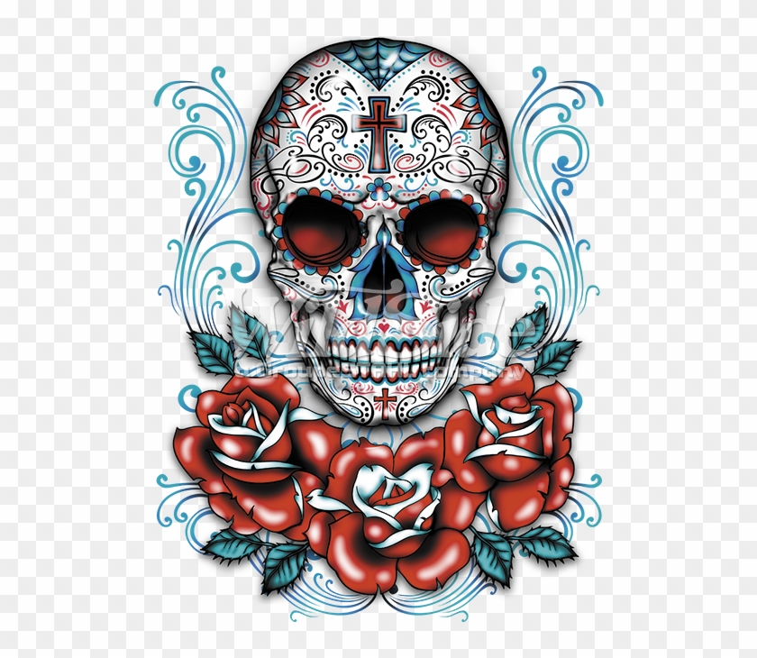 sugar skull outline roses