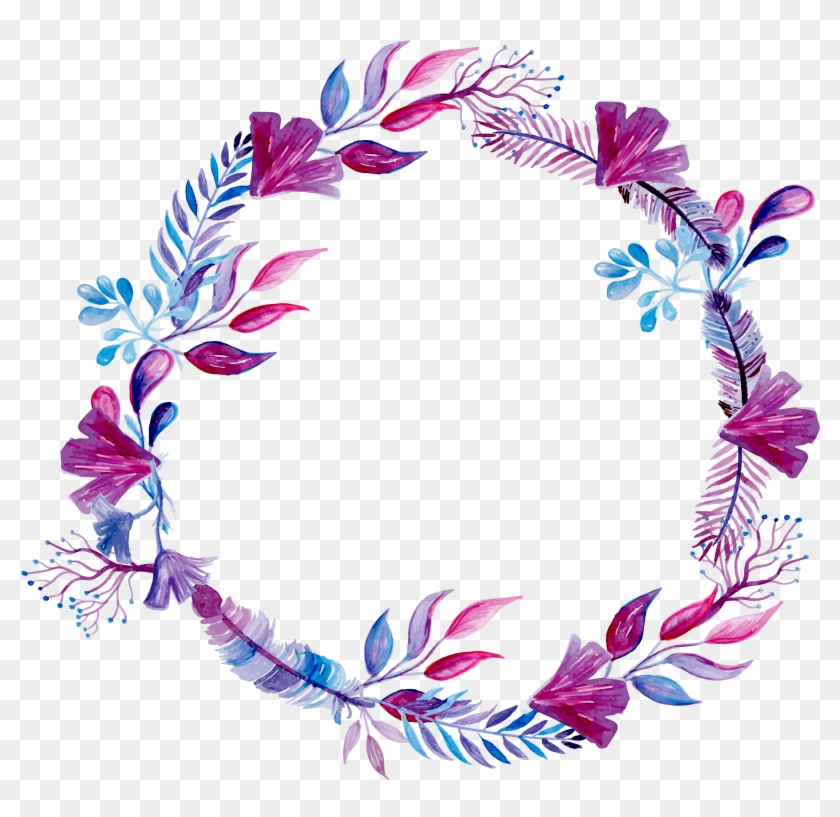 Purple Watercolor Wreath Ink Paint Flowers Freetoedit - Wreath Design For Wedding #840850