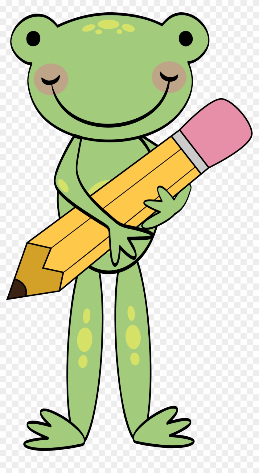 Frog With Pencil Clipart - Pencil Frog Clipart #843448