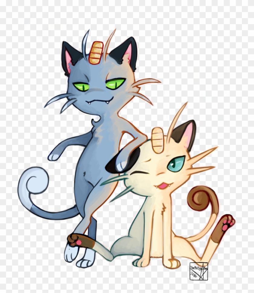 Pokemon Normal And Dark Meowths By Themeltingmoon - Pokémon #843593