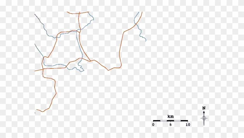 Roads And Rivers Around Libanona Beach - Line Art #846996