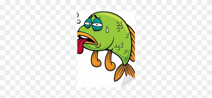 Vector Illustration Of Cartoon Fish Sick Sticker • - Sick Fish #851692
